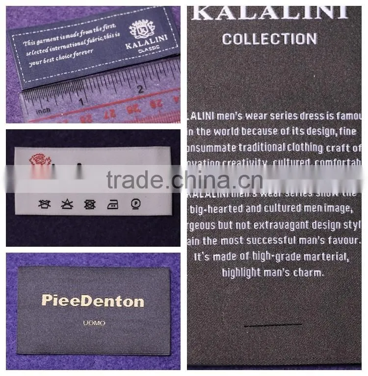 Fabric Woven Printed Clothing Label, 100% Polyester Satin Nylon Garment Care Label, Woven Garment Label