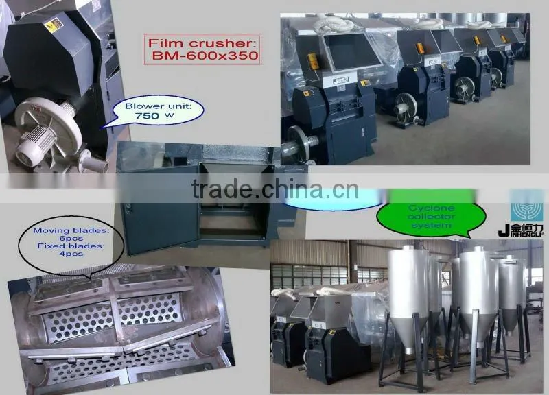 plastic PE PP film crusher with cyclone collector system (BM-400x280)