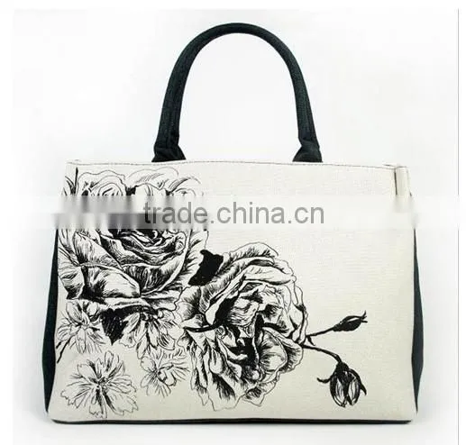Wholesaler Heavy Duty Canvas Tote Crochet Bag with Art Printing