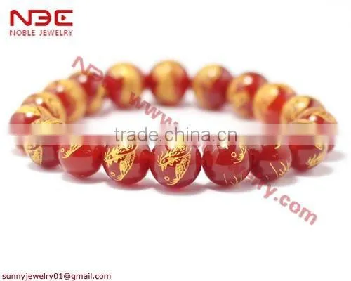 2011 new designs agate bracelet with dragon design black color