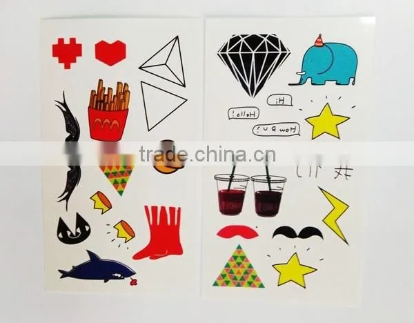 custom small size cute cartoon tattoo waterproof tattoo sticker