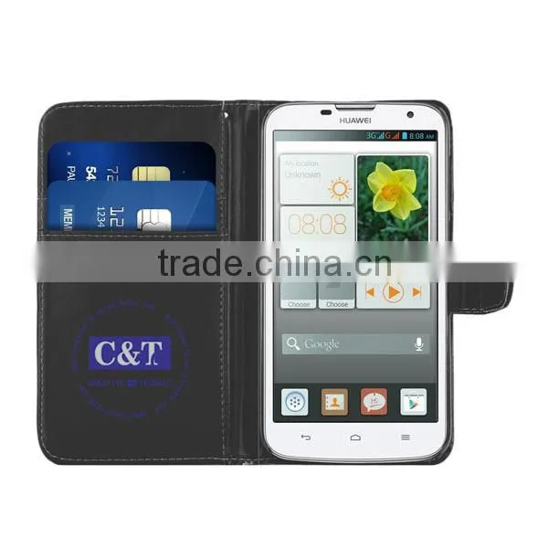 C&T Excellent Quality Most Popular Magnetic Leather Card Slot Case for Huawei Ascend G730