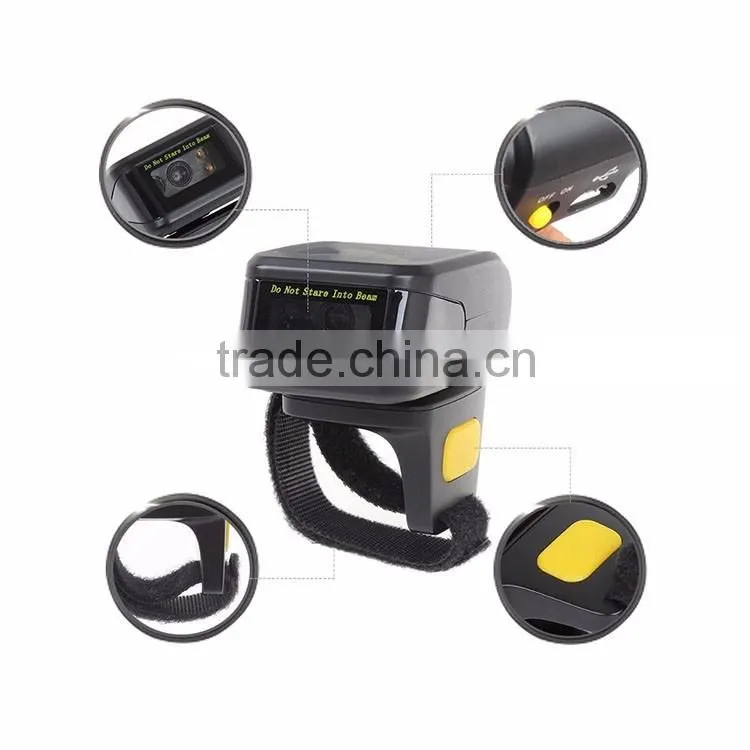 New designed 32 Bit laser wireless mini bluetooth ring barcode scanner
