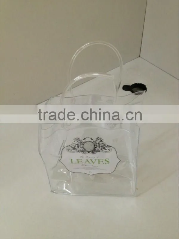 Cheap promotion printing transparent pvc cooler wine bottle carry bags