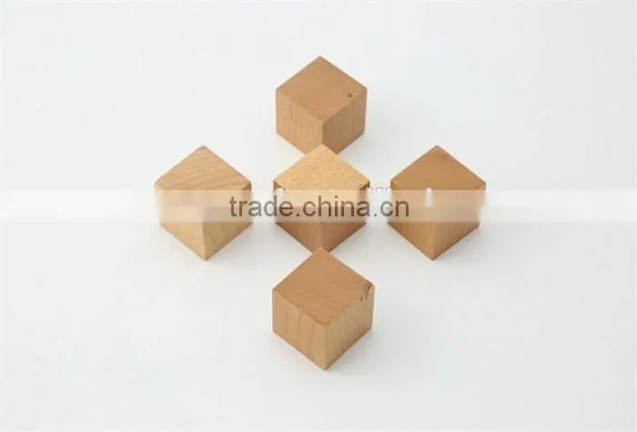 Customized hardwood wooden cube,eco-friendly unfinished DIY wooden toy cube