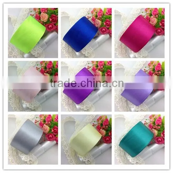 Wholesale Solid color wedding decoration belt single side 100% polyester satin ribbon 25yards/roll