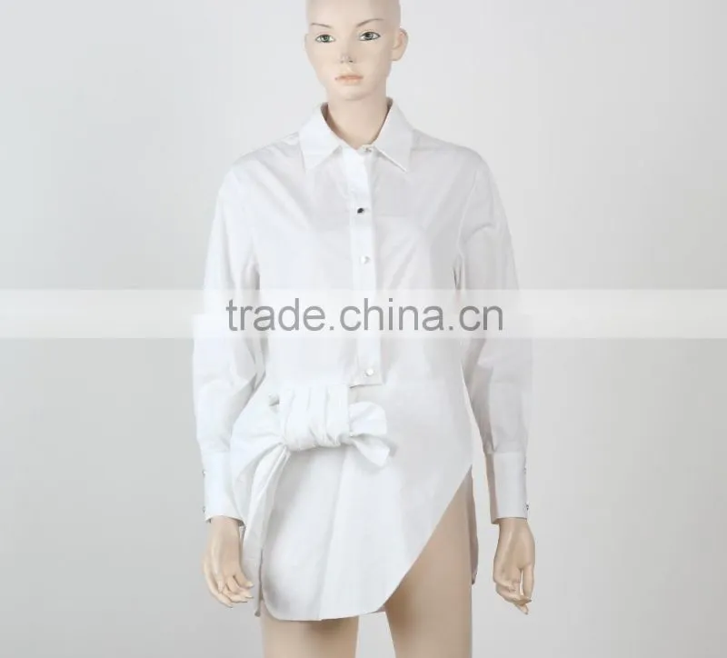 woman casual dress shirt dress chiffon fabric black and white woman clothing Guangzhou