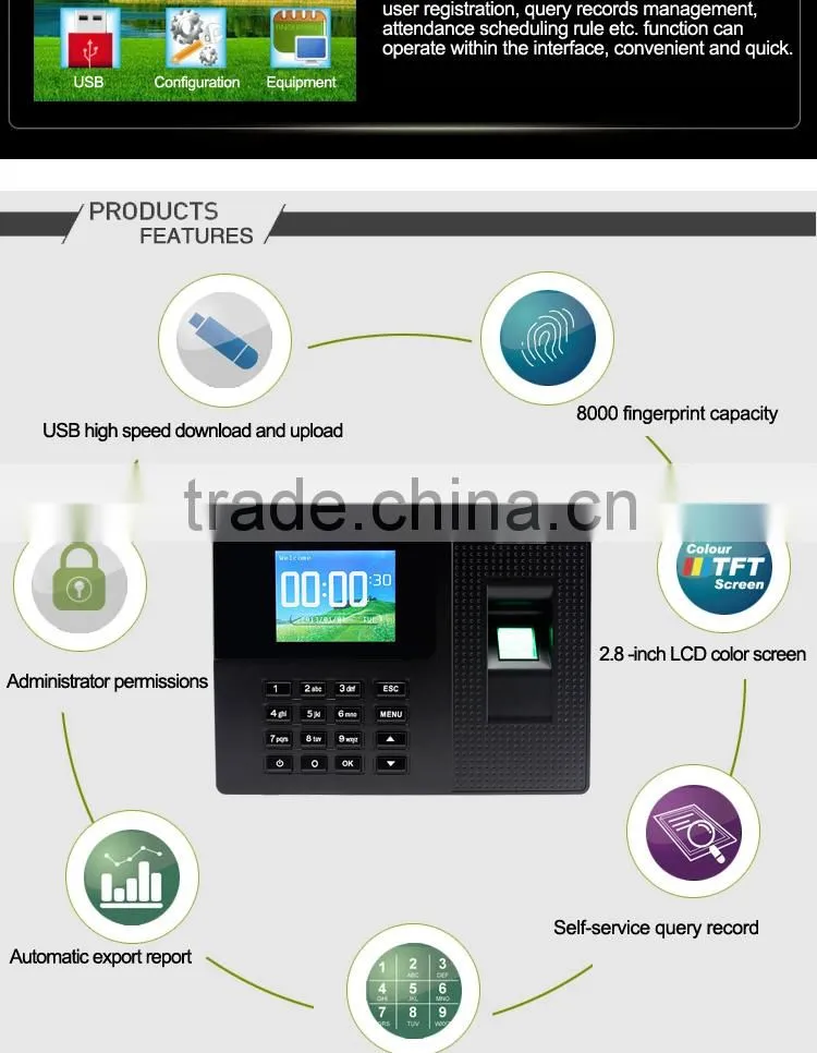 Finger print scanner for time attendance tcp/ip