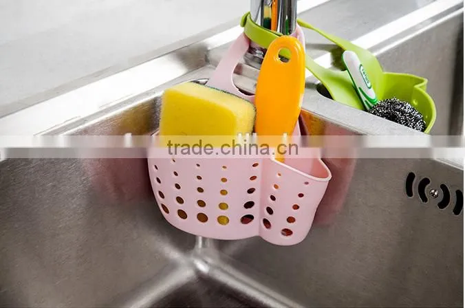 Kitchen Bathroom Adjustable Sink Hanging Storage Basket / hanging faucet storage rack organization basket