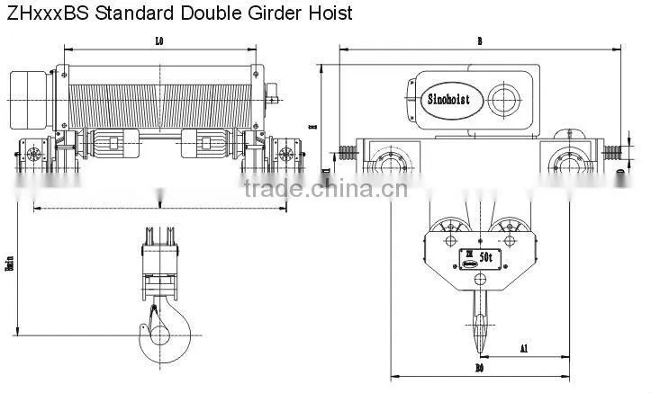 Drum With Up Down Stop Switch Electric Wire Rope Hoist Tensioner