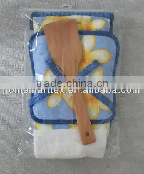 oven mitten and pot holder gift packing style for kitchen set gift boxes with home textile for promotion