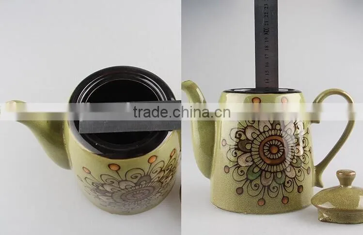 Antique elegant colored glazing ceramic Indian tea set wholesale 9pcs