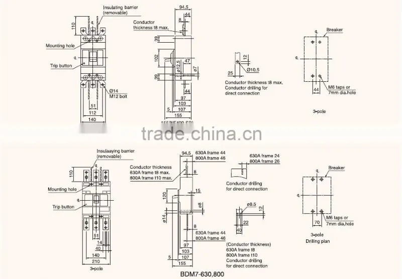 BDM7 NF-SS MCCB 50A 3P MOULDED CASE CIRCUIT BREAKER