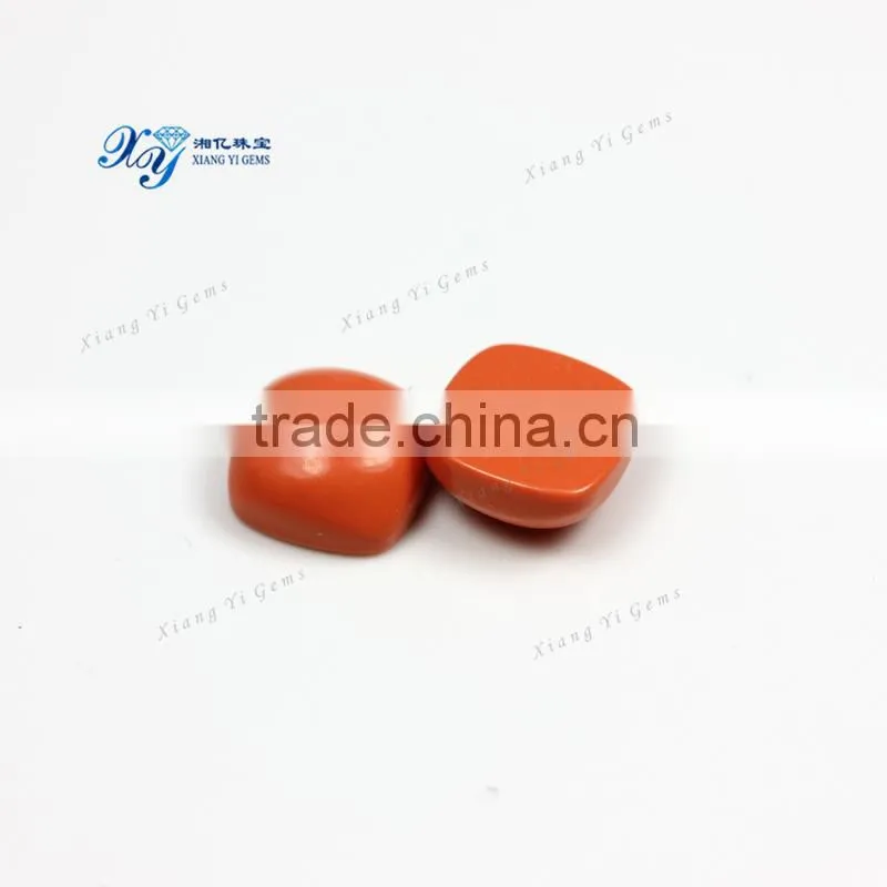 Best Loose Gemstone Wholesale 10x10mm Orange Turquoise Square Cabochon Square Cut Turquoise Stones for Jewelry Making