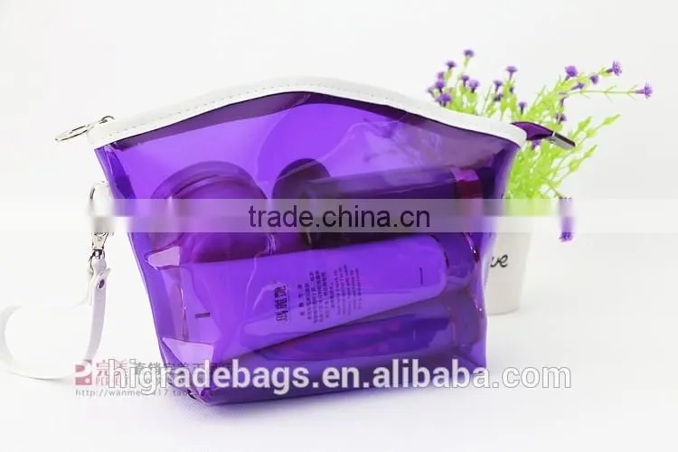 purple clear cosmetic bag