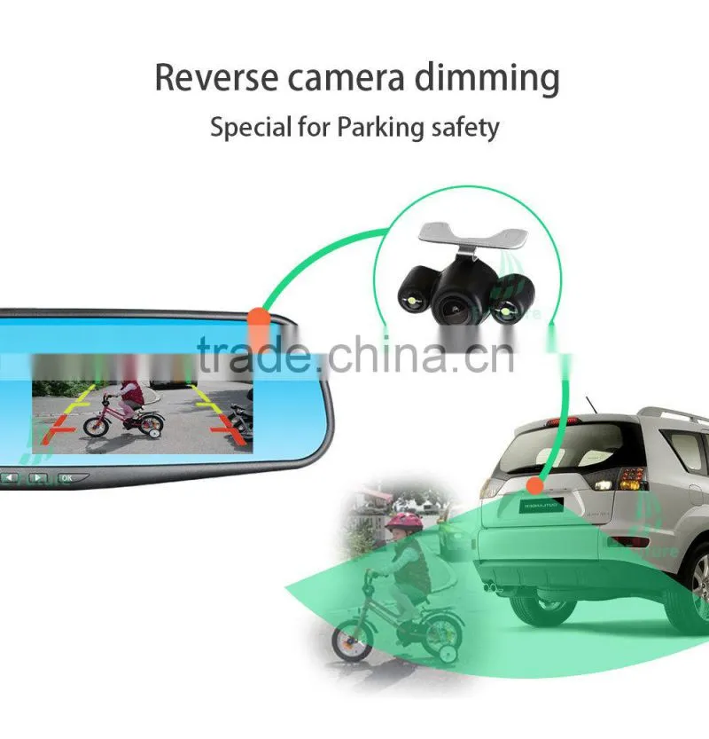 4.3 Inch FHD Car DVR Car Black Box Rear View Mirror Car Camera Recorder