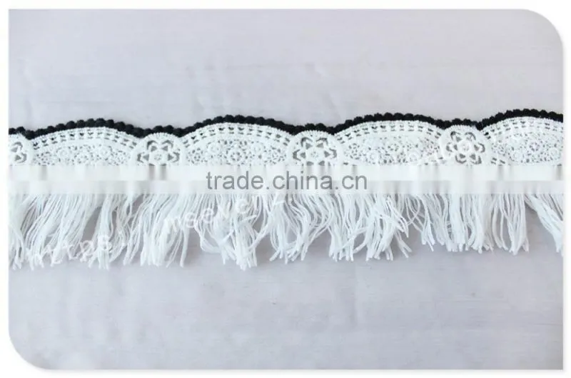 Hot selling 6.8cm width polyester water soluble trim fringe for garment