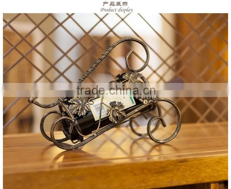Decoration standing iron single red wine bottle display holder/ stand /rack for decoration display