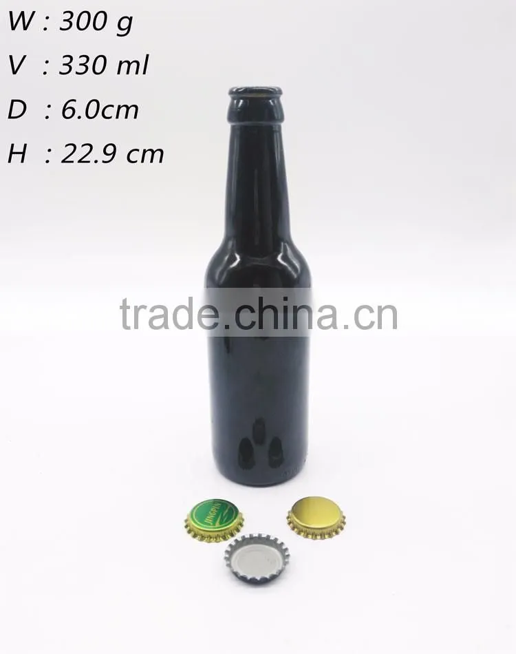 330ML amber beer glass bottle, customized logo