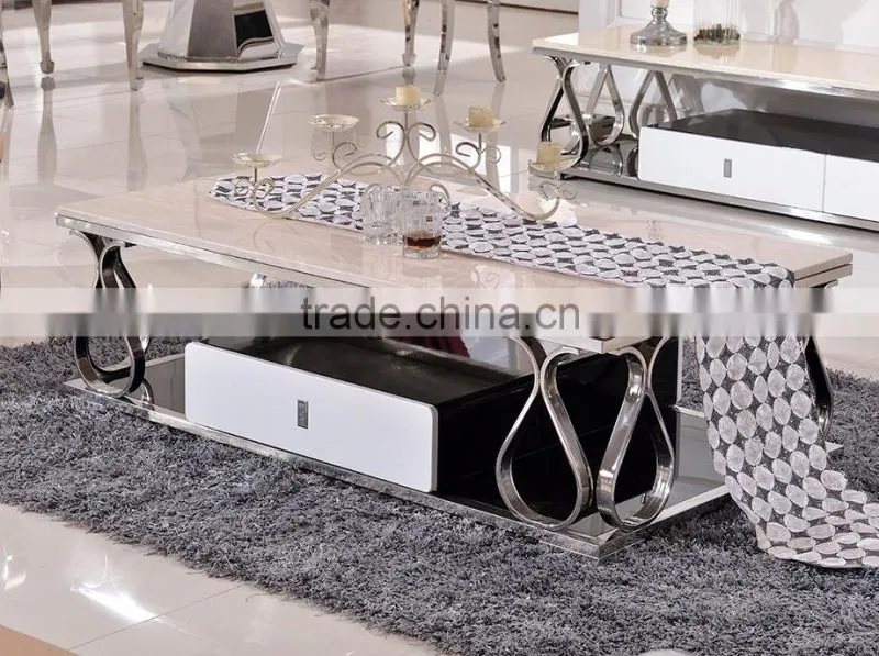 C387 Italian Marble Corner Table Square Coffee Table