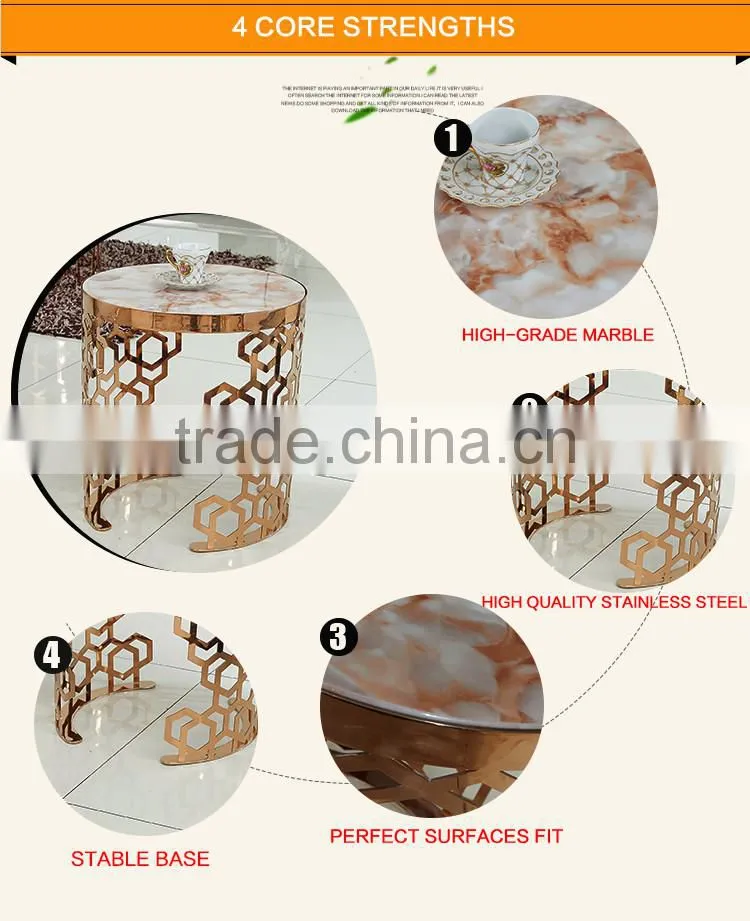 D403 Unique End Table Round Rose Gold Sofa Table