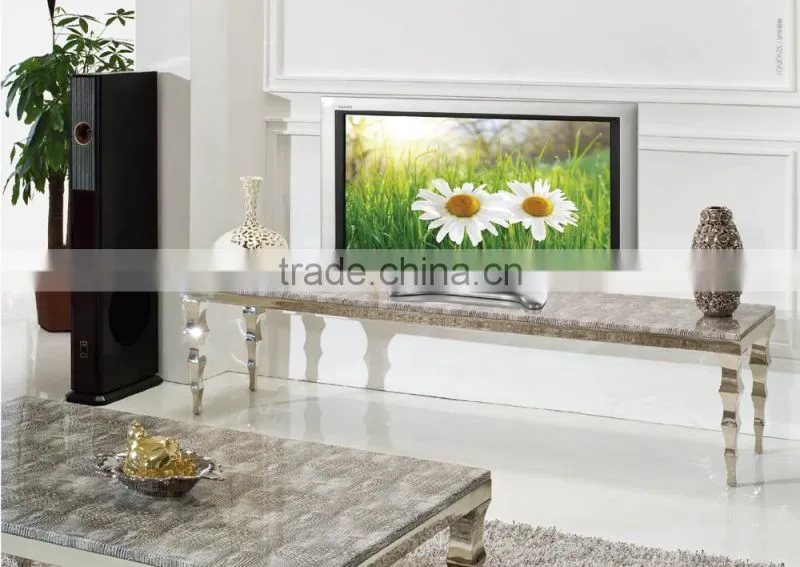 E361 Living Room Furniture Modern Design Marble Stainless Steel TV Cabinet Design 2016