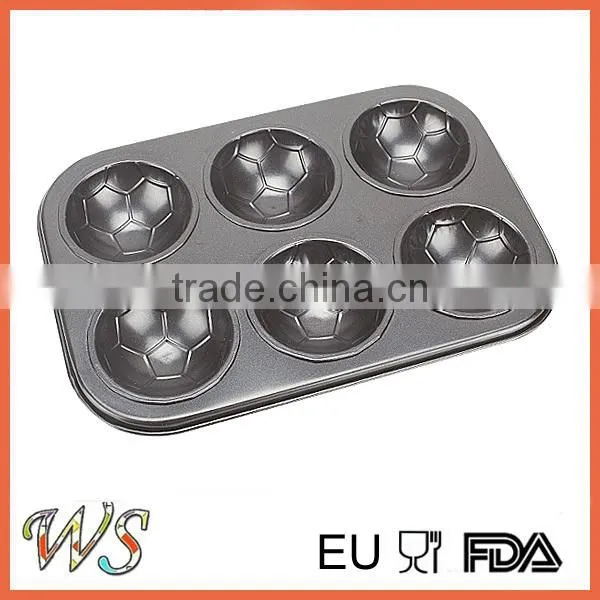 6 Cups Non-stick Carbon Steel Soccer Shape Cake Mould