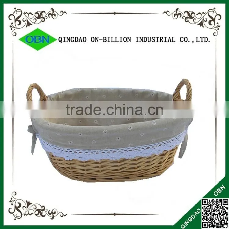 Cheap decorative woven oval white empty wicker fruit basket with handle