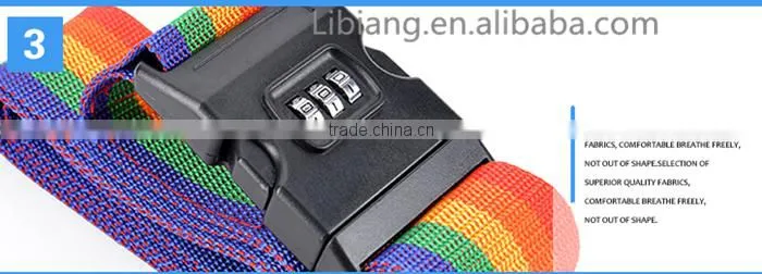 custom logo high quality luggage strap with lock