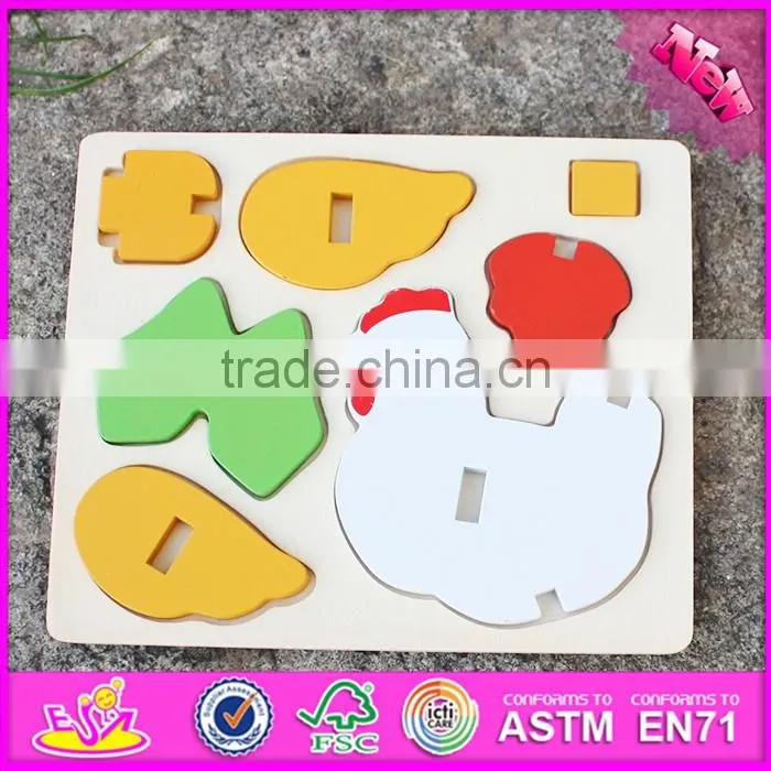 2017 New product funny 3d chicken children wooden puzzles of animals W14G044