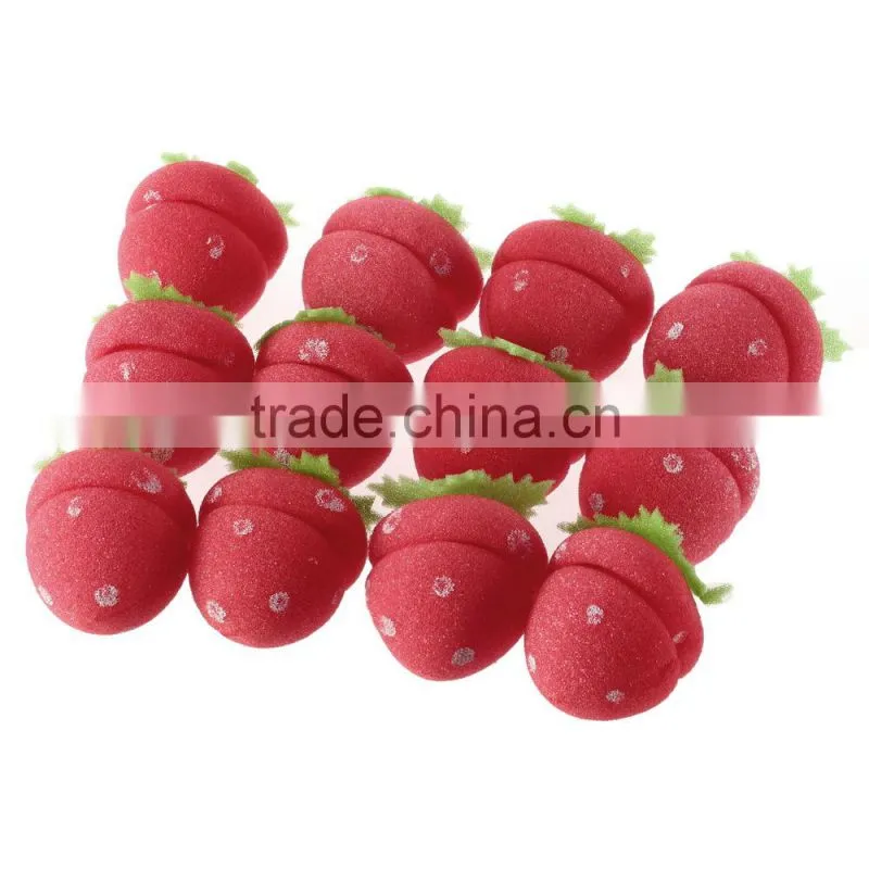 12xStrawberry Balls Hair Care Soft Sponge Rollers Curlers Lovely DIY Tool New Design Hair Curler As Seen On TV Magic Hair Curler