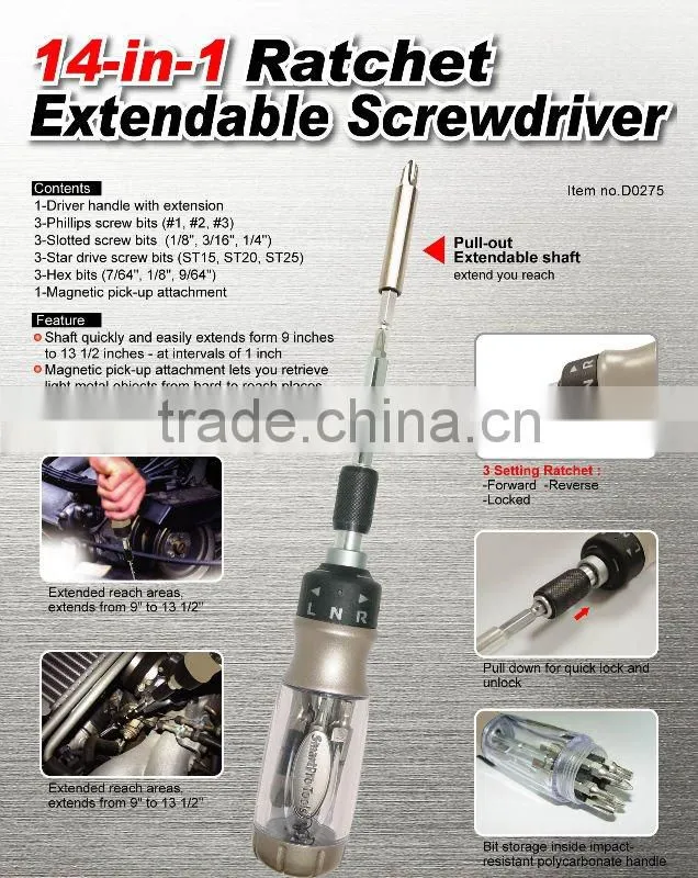 14-in-1 Ratchet Extendable Screwdriver
