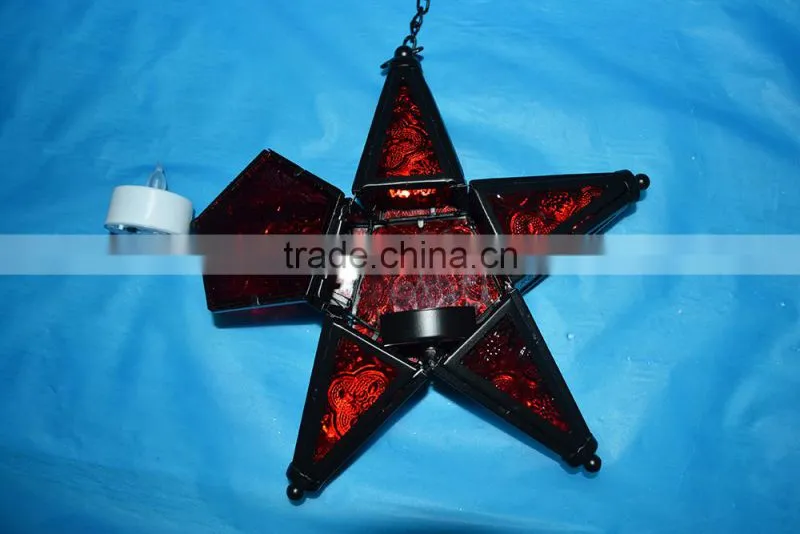 Star Glass Tea Light Candle Holder Rustick Hanging Lighting Lantern Wedding Birthday Party Decoration