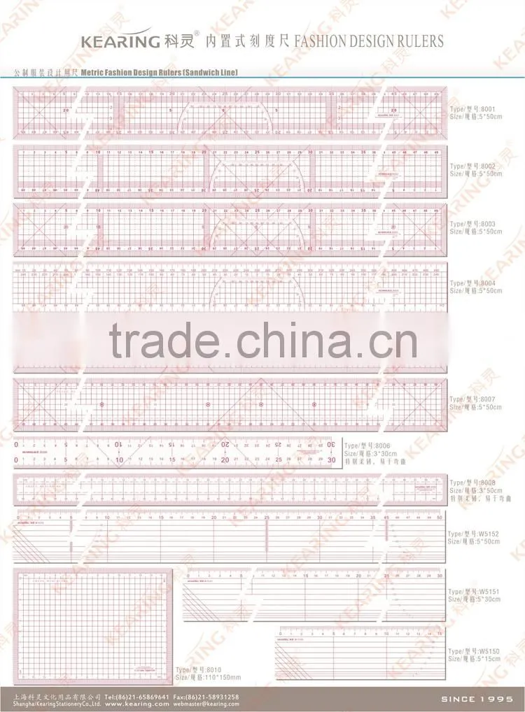 Kearing 5*15*0.12cm rectangle patchwork Grading rulers for sewing 1.2mm thickness Plastic Rulers# W5150