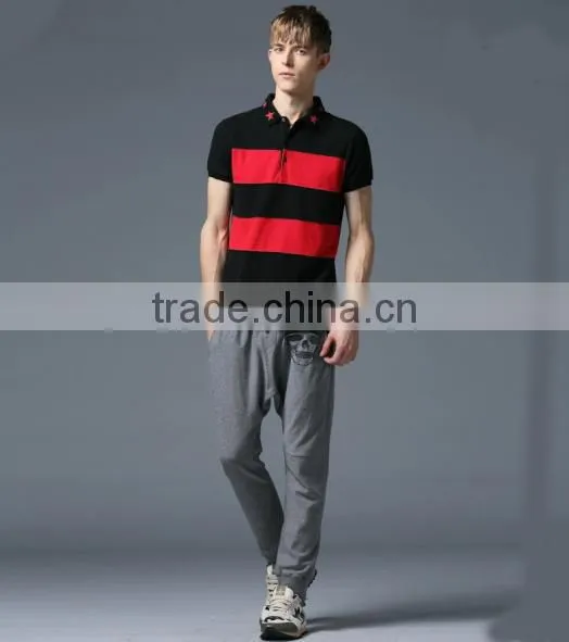 2015 new design Men striped polo shirt Cheapest Polo men shirt
