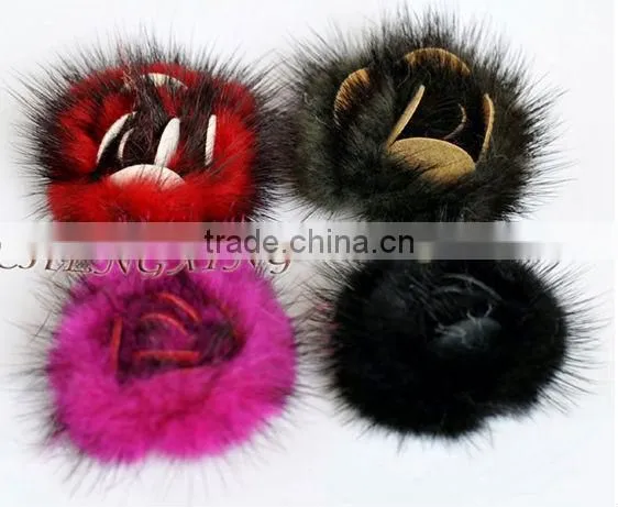 CX-A-44 Fancy Mink Fur Flower Coat Brooch Pin