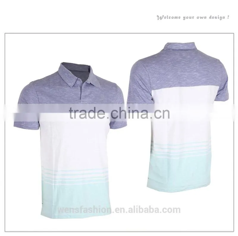 Dry fit Mens short sleeve wide horizontal striped polo tee