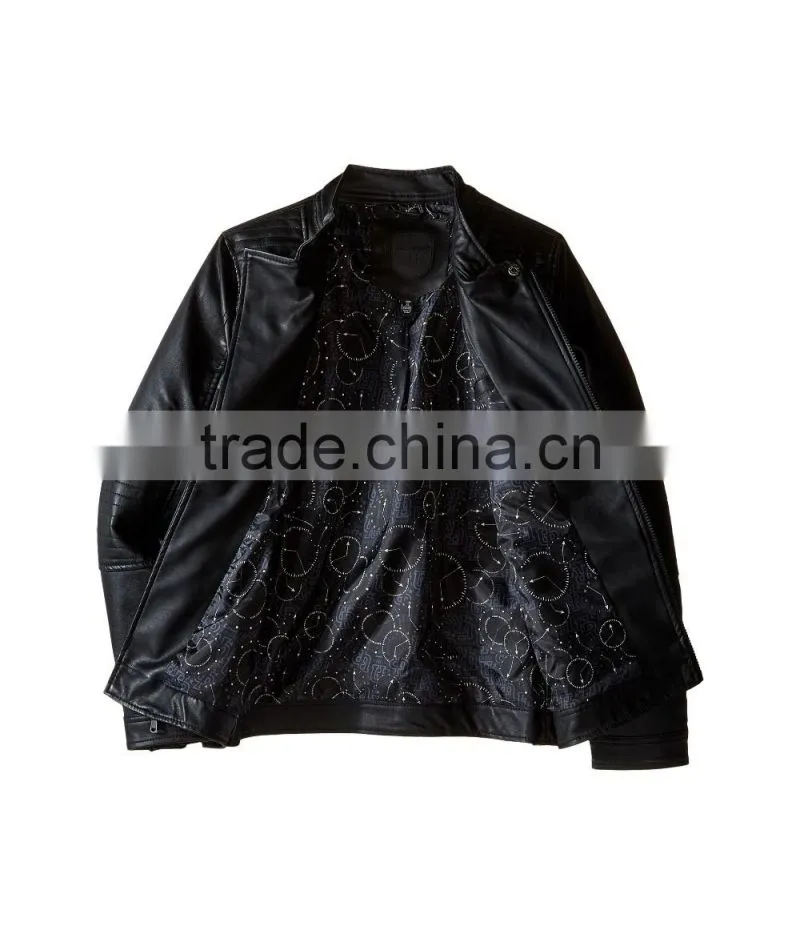 High Quality Customed Kids Black PU Leather Boys Toddler Leather Jacket