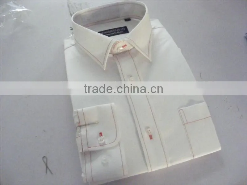 new men's white oxford shirt with red stitches