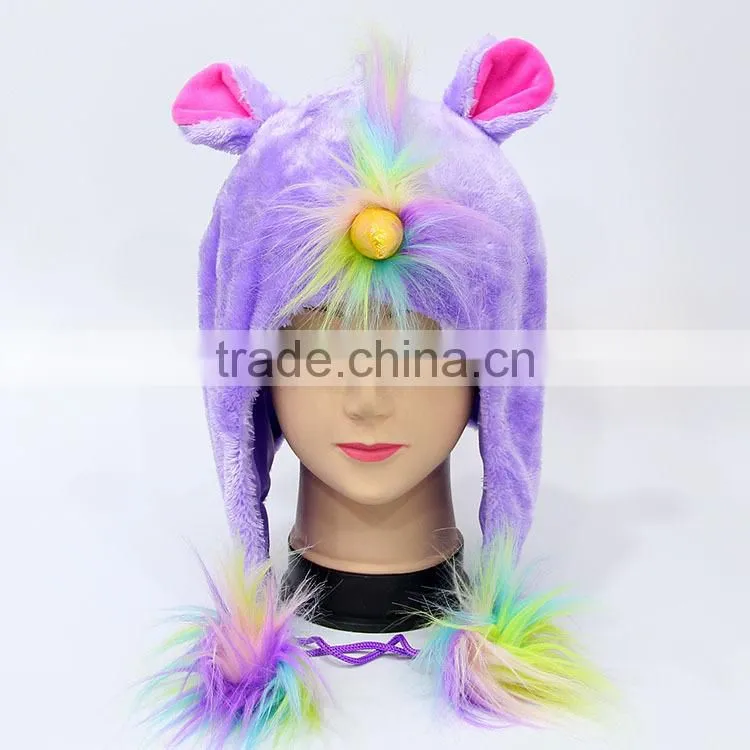 Hot sale japan designs unicorn anime cute colorful plush hat