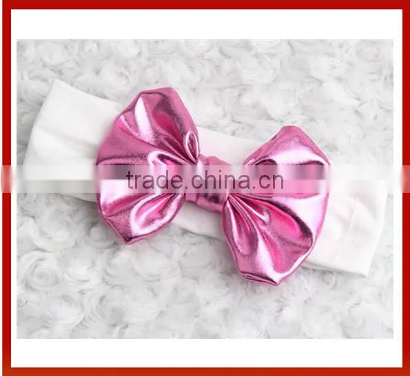 New Design 2015 Hair Crown Children Fabric Bow Design Baby Headband/Korean Design Baby Headband With Bows