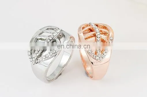 Engagement Women Rings Jewelry Gold Color Fashion White AAA CZ Cubic Zirconia Leaves Ring For Female Wedding Gift