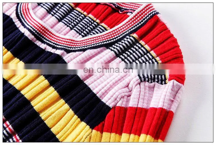 Ladies high quality stylish stripe dress half sleeve spring new dress