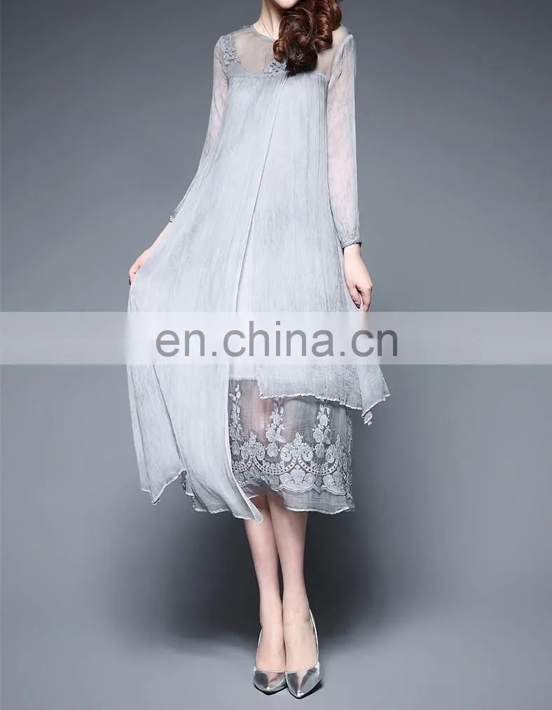 Top grade newest elegant long sleeve dresses one piece for women