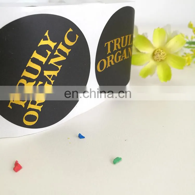 China manufacture custom gold stamping sticker colorful printed round plastic sticker