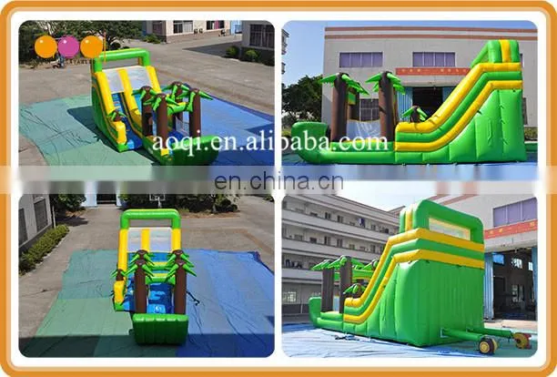 pvc cheap family mini jungle inflatable water slides with pool for summer