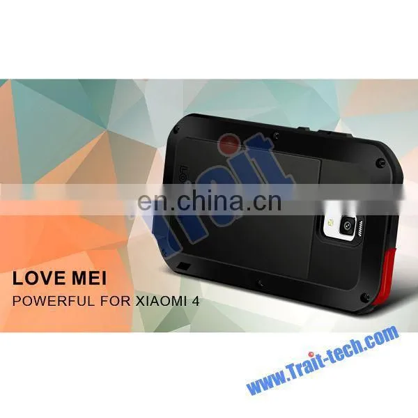 LOVE MEI Waterproof Shockproof Powerful Metal+Aluminium+Gorilla Glass Hybrid Back Case for Miui 4 XiaoMi 4 MI4