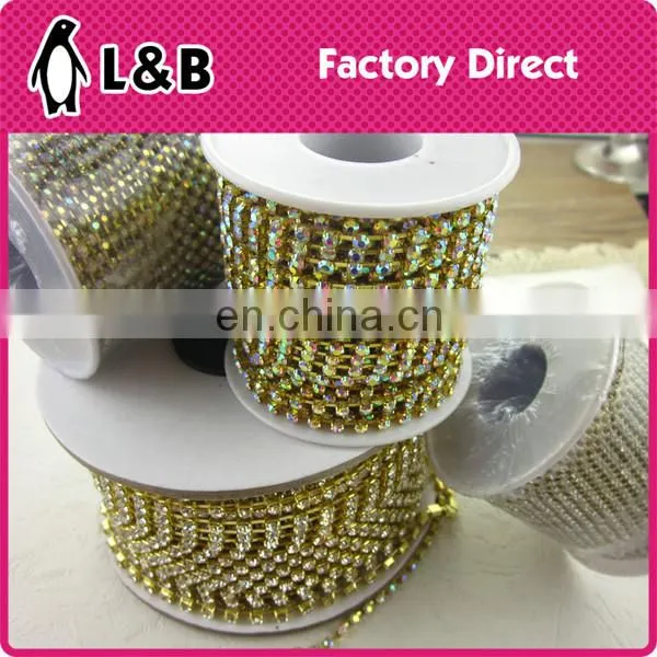 wholesale soldering SS12 multi color rhinestone cup chain