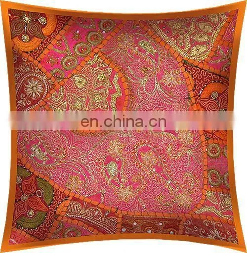 Sequins Patches Cushion Cover,Khambria Cushion Cover, Chikan work Cushion Cover
