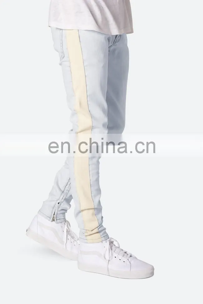DiZNEW White Mens Wholesale Track Scratch Denim Jeans Pants For Men